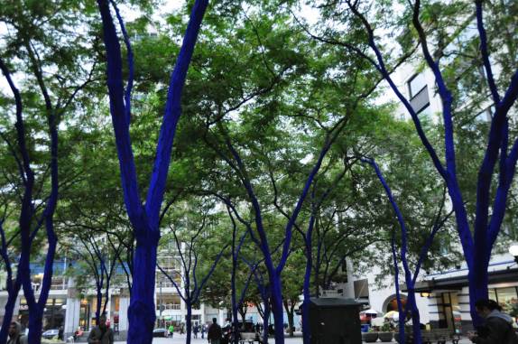 Arte em árvores no centro de Seattle, no estado de Washington, nos Estados Unidos